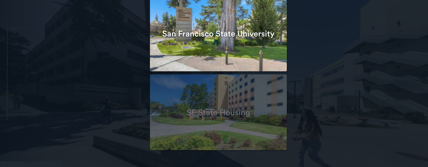 The homepage of the SF State Campus Virtual Tour